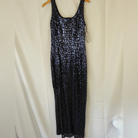 Alex Evenings NWT 2 Piece Garment Maxi Dress Black Navy Sequin Size 10 Women's - Picture 6 of 14